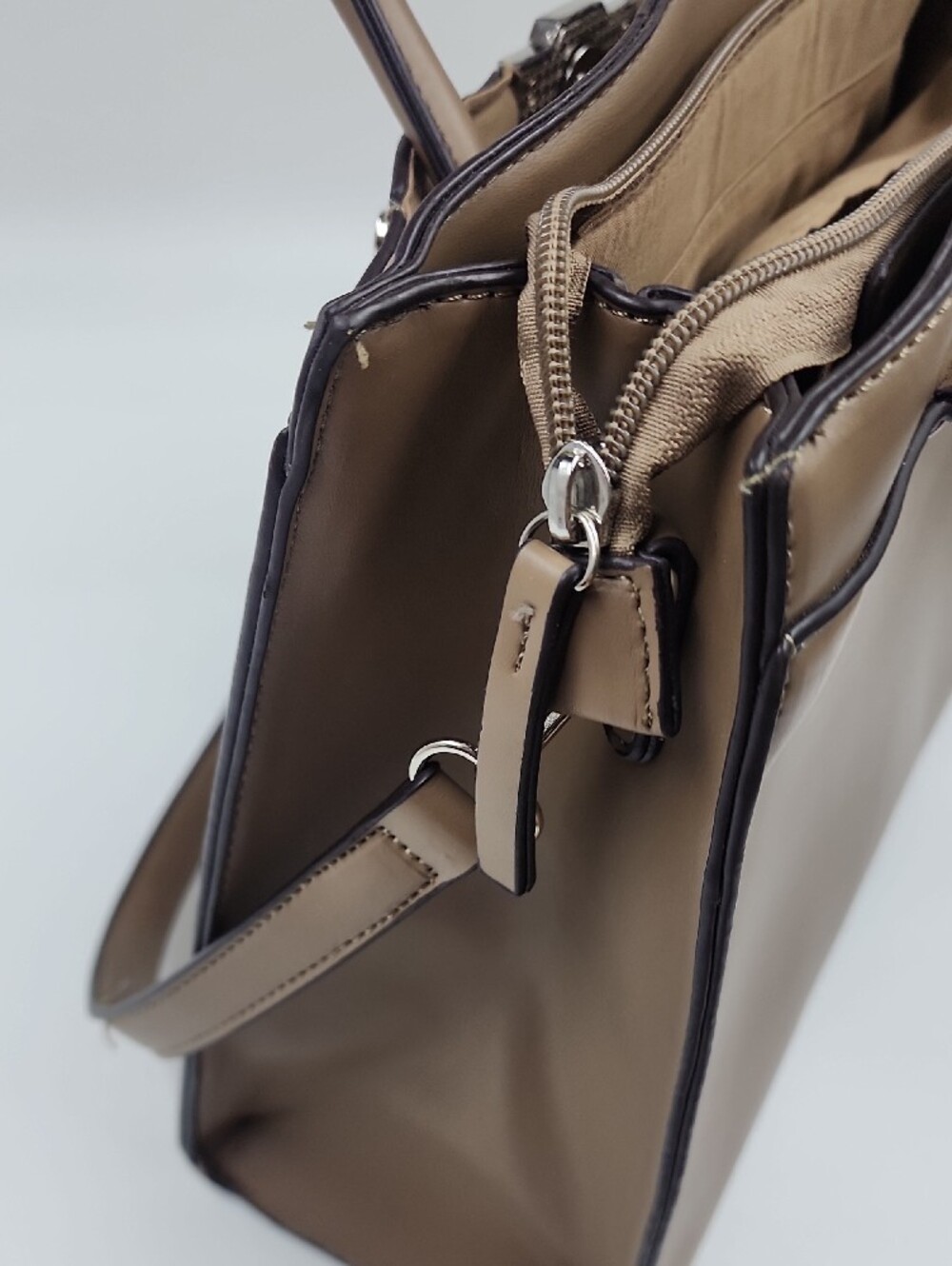 Adrienne Vittadini Taupe Croc-Embossed Satchel with Stud Accents - Picture 9 of 10